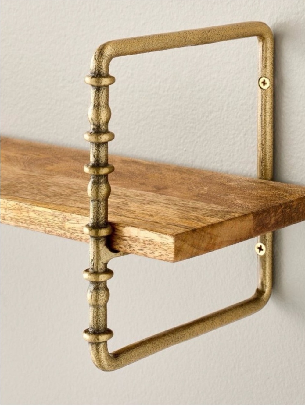 Hearth & Hand Magnolia Twisted Brass Wood Wall Shelf - Picture 2 of 4